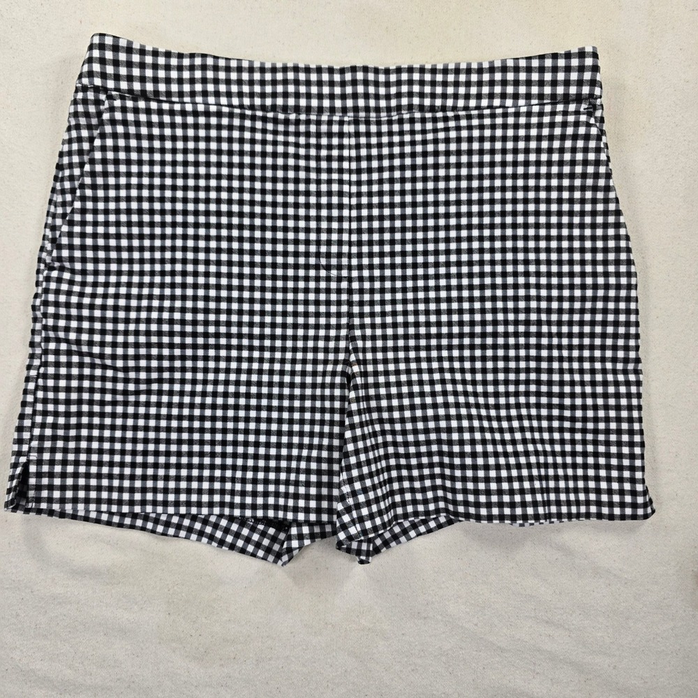 Jules & Leopold Women Black White Gingham Check Pull On Shorts Large ML26401ACHU
